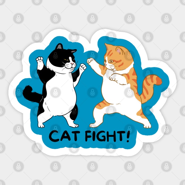 Funny Cat Fight Cats Sticker TeePublic